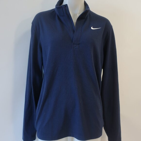 Mens Nike Navy Blue Long Sleeve 3/4 Zip Shirt M - Picture 2 of 5